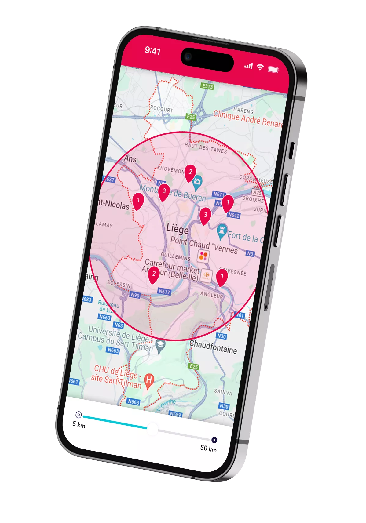 Un smartphone montrant les possibilité de flexi-jobs dans la Province de Liège