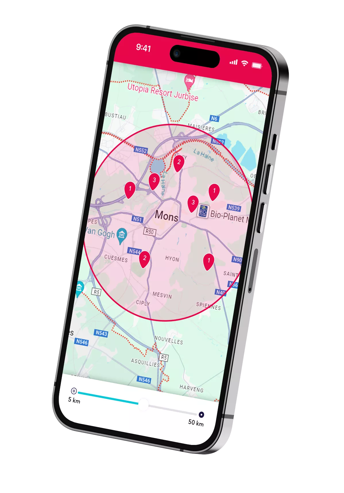 Un smartphone montrant les possibilités de flexi-jobs dans la région de Mons